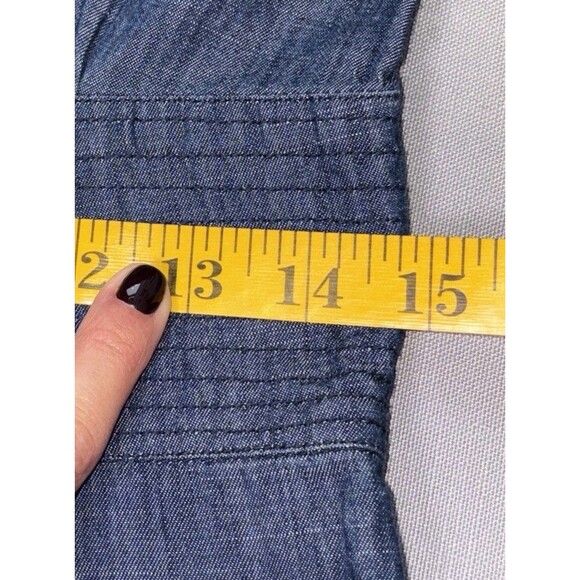 eShakti Dress Small 6 Embroidered Fit and Flare Cotton Womens Pockets Denim look - Picture 14 of 16